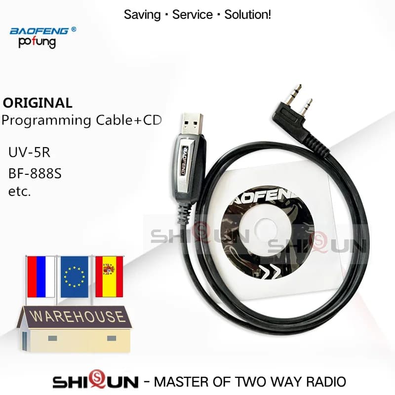 USB-кабель для программирования для Baofeng UV-5R UV-82 BF-888S UV-S9 BF-V9 5RA, Кабель для программирования с CD программным обеспечением