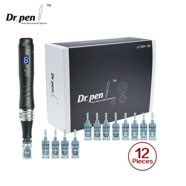 Аутентичная микроигла Dr pen Ultima M8 с 12 шт. игл, уход за лицом, беспроводная ручка Дерма, красивая машина
