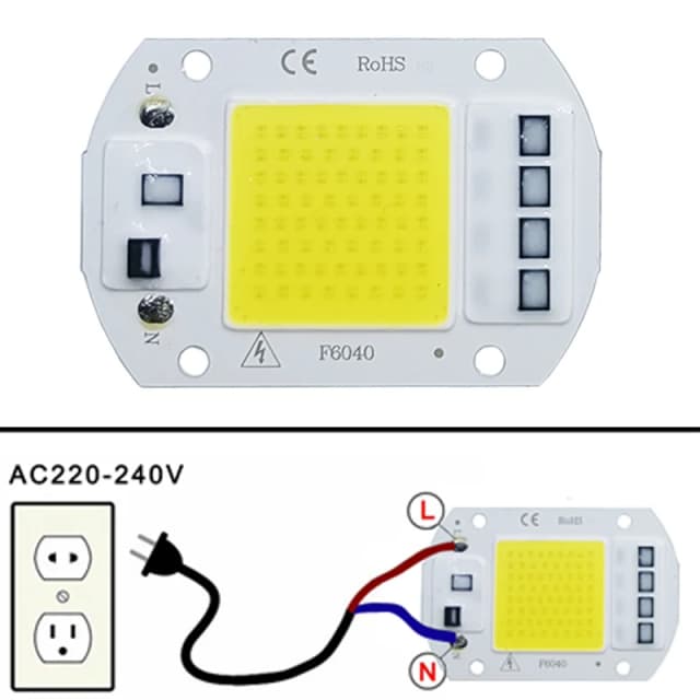 Светодиодный чип COB лампа 10 Вт 20 Вт 30 Вт 50 Вт переменного тока 220 В 240 В IP65 Smart IC Нет необходимости драйвер DIY Прожектор Светодиодная лампа Прожектор Наружная лампа из бисера