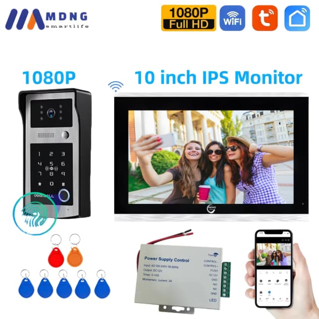 10-дюймовый Tuya Smart Wi-Fi видеодомофон для квартиры 1080P беспроводной дверной звонок камера Rfid разблокировка входная дверь домофон швейцар