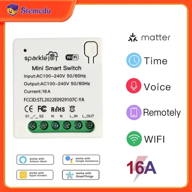 16A Matter WIFI умный переключатель автоматизации реле умный выключатель голосовое управление работает с Alexa/Google Home/Smartthings/Home-Kit Siri