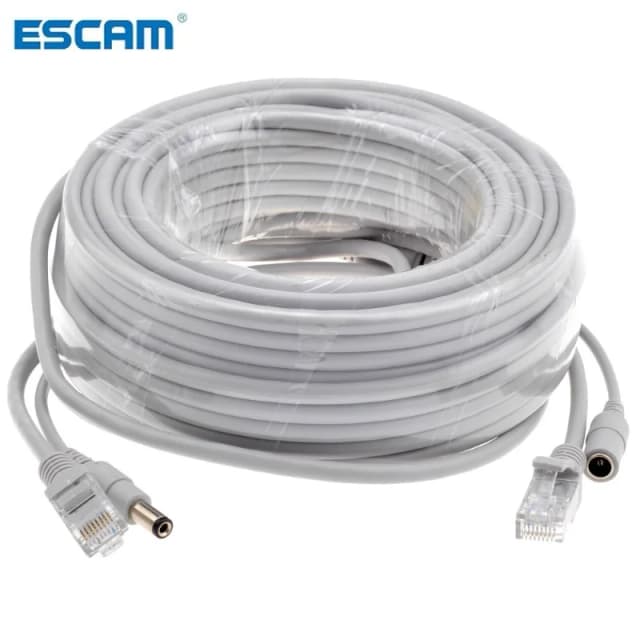 ESCAM 5 м/10 м/15 м/20 м/30 м дополнительный серый кабель Ethernet CAT5/CAT-5e RJ45 + сетевой кабель постоянного тока видеонаблюдения для системных IP-камер