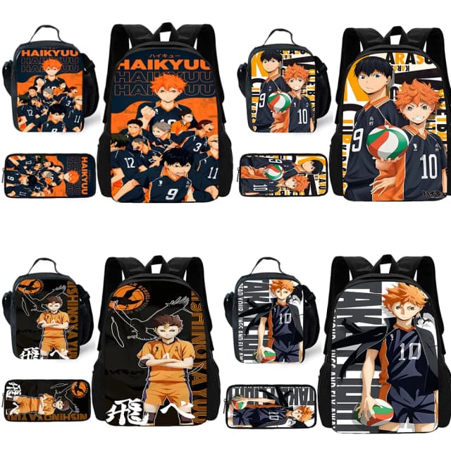 3 шт. в комплекте, детский школьный рюкзак Haikyuu с рисунком аниме для мальчиков и волейбола, сумки для обеда, сумки для карандашей, лучший подарок для девушек