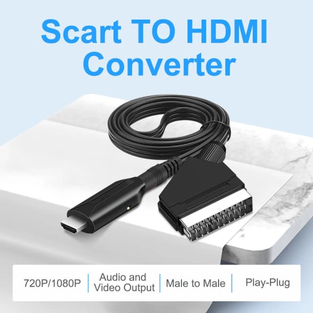 Совместимый кабель-конвертер Scart в HDMI, профессиональный видео-аудио адаптер для HD TV, DVD, игровые аксессуары