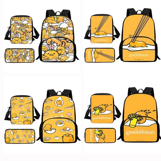 Детские рюкзаки, милые забавные мультяшные Gudetama, сумка на плечо, пенал, школьные сумки большой вместимости для мальчиков и девочек, лучший подарок