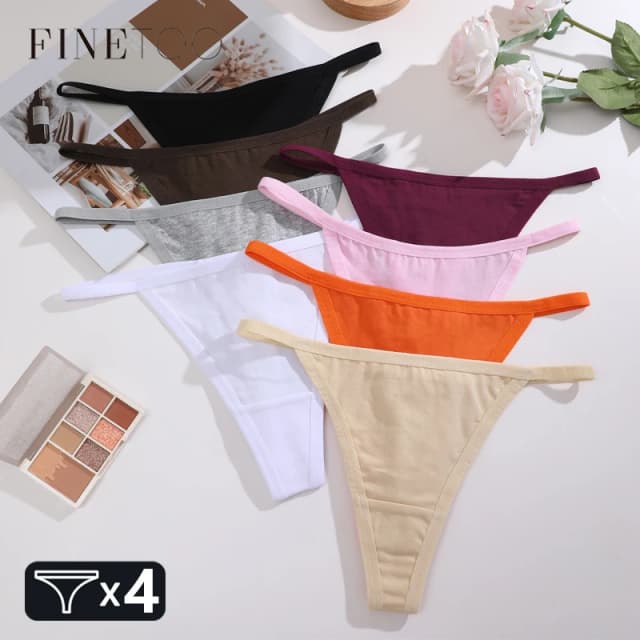 4Pcs женские хлопковые стринги сексуальные тонкие талии нижнее белье бесследно низкой талией G-стринги спортивные T-Back женские дышащие трусики S-XL