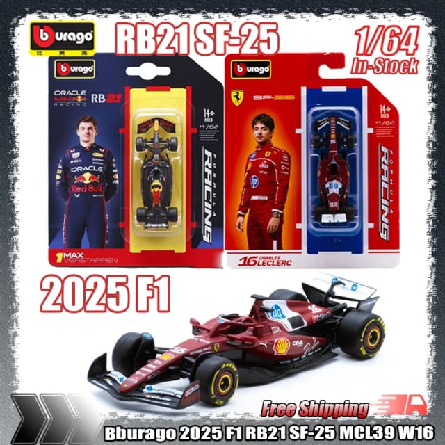 Новинка в наличии Bburago 1:64 2025F1 Sf-25 Leclerc- # 16-Й Гамильтон- # 44 руб. Verstappen- # 1 Mcl39 W16 Миниатюрная литая под давлением модель игрушки из сплава
