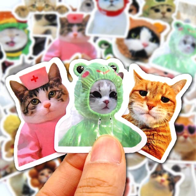 10/50/100 個おかしい猫ステッカー漫画かわいいデカールおもちゃ文具ギター電話自転車ラップトップ荷物車落書き子供ステッカー
