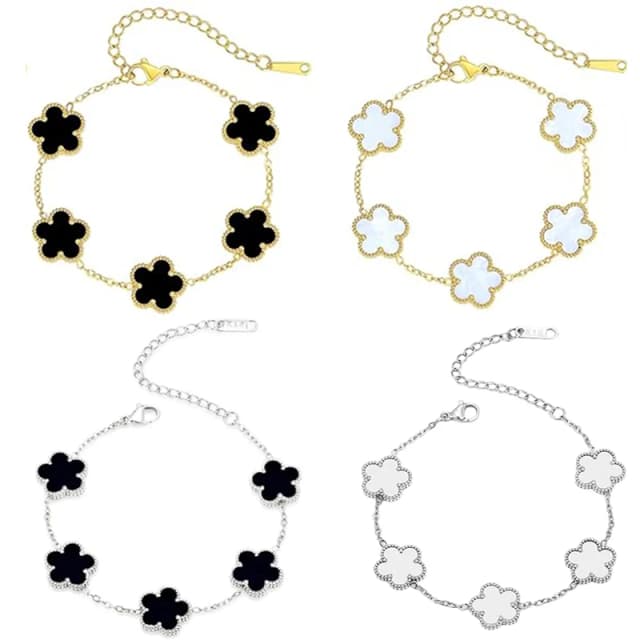 Lucky Clover женские браслеты на руку двусторонние цветы ювелирные изделия подарки браслет из нержавеющей стали позолоченные браслеты мужские