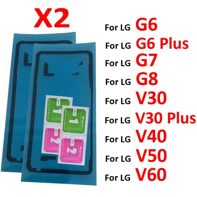 2 шт. для LG G6 G7 G8 Plus, корпус телефона, дверная камера, предварительно вырезанная клейкая задняя стеклянная крышка, наклейка на панель, клей для V30 V40 V50 V60