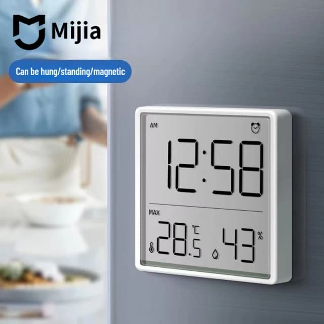 Многофункциональный термогигрометр Mijia: автоматический электронный монитор температуры и влажности с часами, бытовой термометр-инструмент