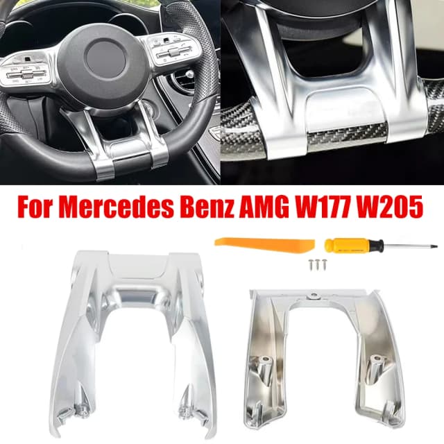 Нижняя накладка на руль автомобиля с плоским колесом для Mercedes Benz AMG 2019+ Sport A W177 B W247 C W205 E W213 G W463 GLS W257 Class