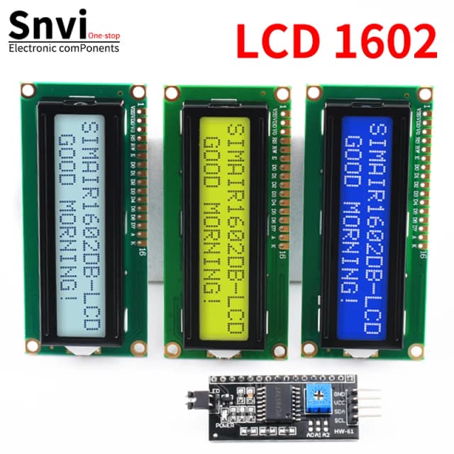 Модуль ЖК-дисплея Snvi LCD1602 1602A, 16x2 символьный, синий, желтый, зеленый, серый экран, интерфейс PCF8574 I2C IIC, 5В, для Arduino