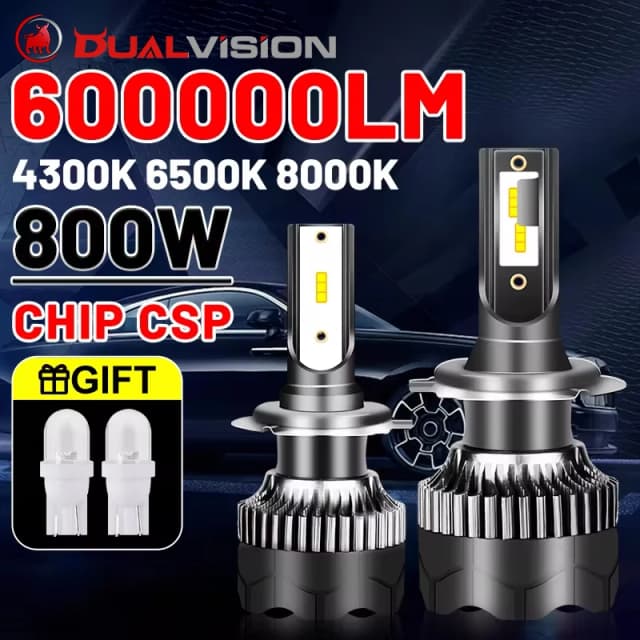 Светодиодная фара Dualvision H4 800 Вт 3570 CSP LED H7 H1 H11 H8 9005 9006 HB3 HB4 H9 4300K 6500K 8000K 2 шт. Противотуманные фары Мини-диод 12 В