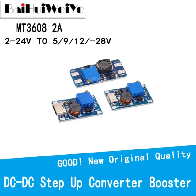 MT3608 DC-DC повышающий преобразователь, модуль повышающего источника питания, повышающая плата, выход TYPE-C/Micro USB 2A, 28 В, макс.