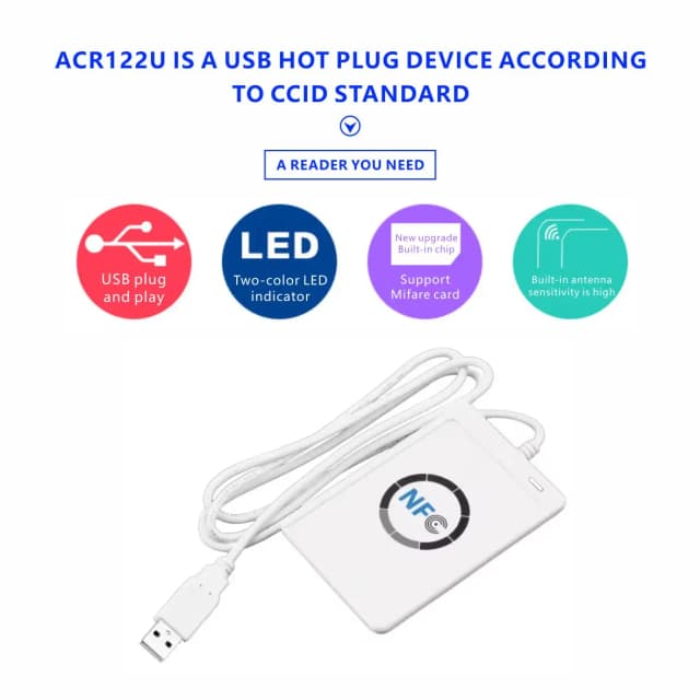 USB ACR122U Бесконтактный считыватель копий карт доступа смарт-карт IC Property Elevator Дешифрование Копировальный аппарат 13,56 МГц