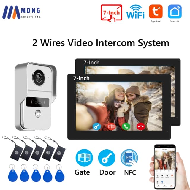 1080P Tuya Smart WIFI дверной звонок камера квартира видеодомофон 2 провода 7/10 дюймов беспроводной WIFI видеодомофон 5-в-1 разблокировка