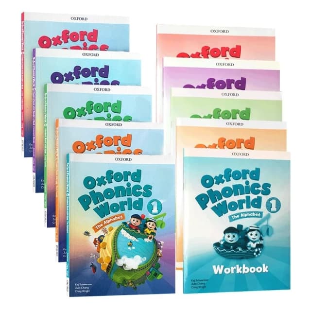 2 книги для детей на английском языке, обучающие Оксфордские фоники, уровень мира 1/2/3/4/5, книги для чтения + рабочие тетради, книги для детей, обучающая книга