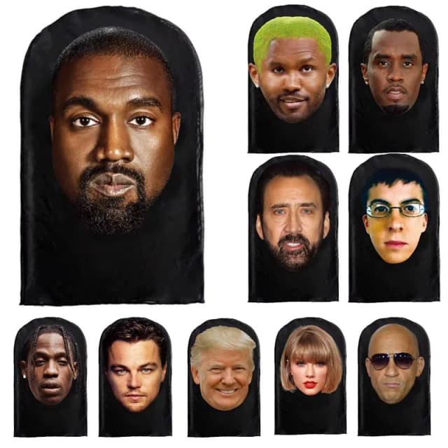 Маска Kanye с 3D принтом, эластичная сетчатая полнолицевая маска Trump для мужчин и женщин, косплей, уличная одежда на Хэллоуин, Балаклава, головной убор, шляпа с капюшоном