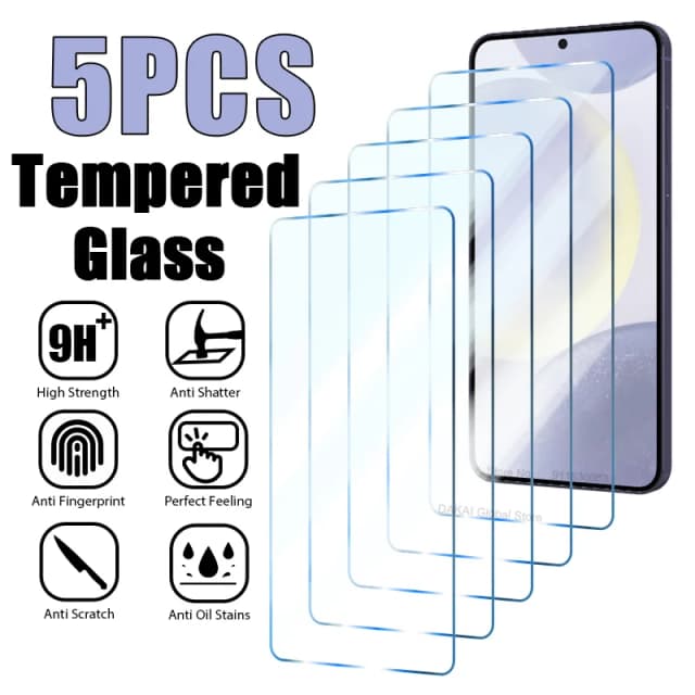 5 шт. закаленное стекло для Samsung Galaxy S24 Ultra A54 A14 A13 A53 A34 A33 A52 5G S23 Plus Защитная пленка для экрана Samsung A32 A22 S21