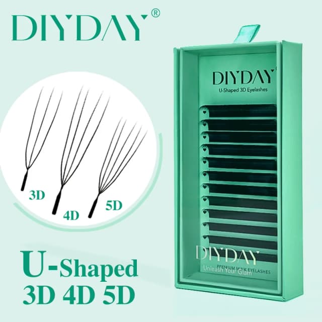 DIYDAY U-образные 3D 4D 5D 6D Наращивание ресниц Новый стиль U-образной формы W Bloom Lashes Готовые вееры Легкие пушистые норковые искусственные ресницы