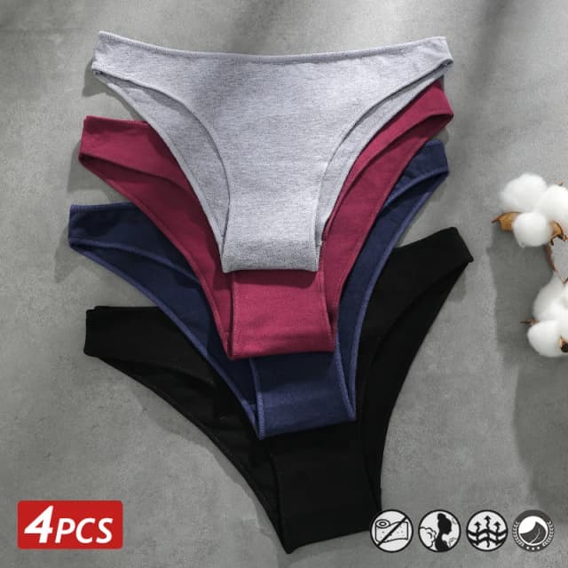 4PCS Бесшовные хлопковые трусики Женские чистые трусики Сексуальные нижние трусики Женские воздушные трусики Женские эластичные трусики