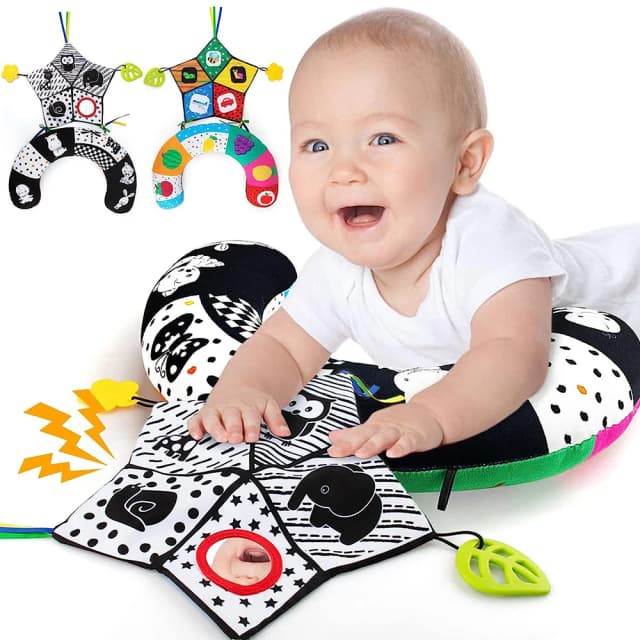 Baby Tummy Time Pillow Toys Черно-белые высококонтрастные детские игрушки Монтессори Игрушки для новорожденных 0-6 6-12 12-18 месяцев