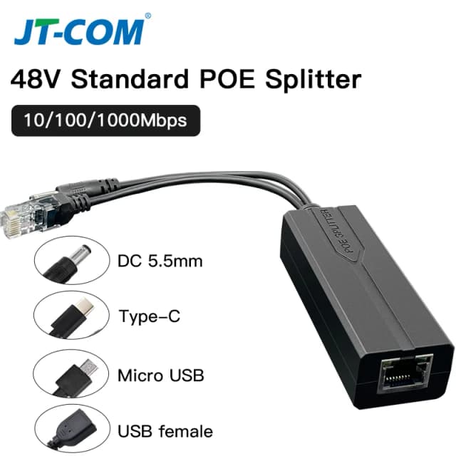 Стандартный разветвитель POE от 48 В до 5 В, 12 В, 1,2 А, 2 А, Micro USB tpye-C, 100 м/1000 м, инжектор для камеры POE, источник питания для Huawei Hikvision
