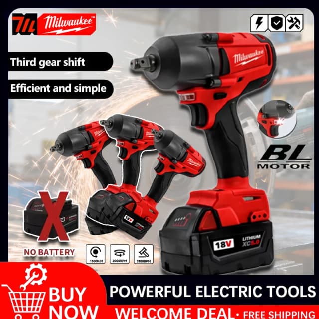 Аккумуляторный ударный гайковерт Milwaukee 1300 Нм, бесщеточный, с высоким крутящим моментом, для ремонта автомобилей и грузовиков, работает от 18-вольтовой батареи
