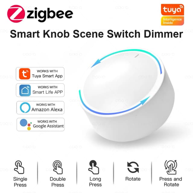 Новый умный ручной переключатель Tuya ZigBee, сделай сам, беспроводная кнопка сцены, поворотный диммер, бытовая техника, автоматизация связи, пульт дистанционного управления