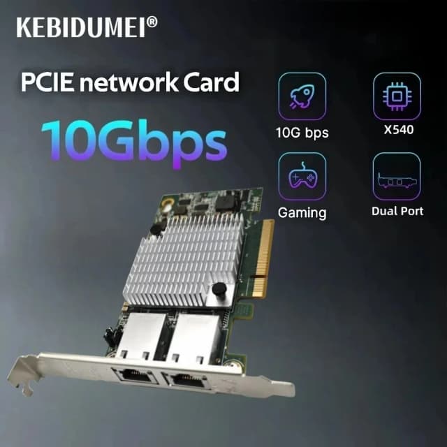 Сетевая карта 10 Гбит/с PCIE к RJ45 X540 Gigabit Ethernet PCI Express с двумя портами LAN-адаптер 10000 Мбит/с для настольного ПК Win10/11