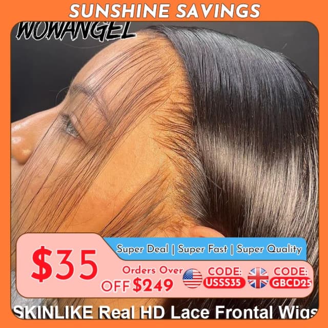 WOW ANGEL HD Lace Frontal Wig 250% 13x6 HD Lace Front Wig Прямые волосы Invisible HD Lace Melt Skin HD Lace Front Human Hair Wig