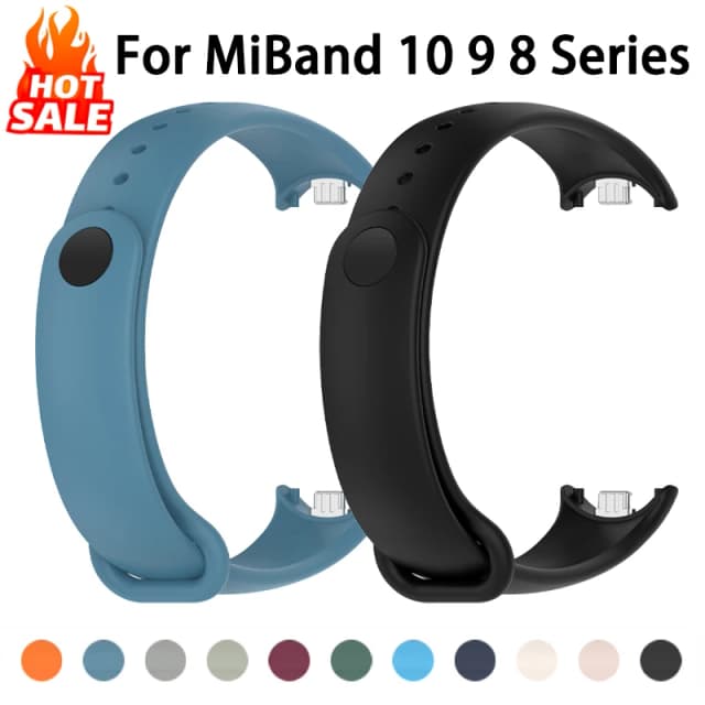 Силиконовый ремешок для Xiaomi Mi Band 10 9 8, спортивный резиновый браслет NFC, браслет Pulseira Correas Xiaomi Smart Band 10 9 8, аксессуары