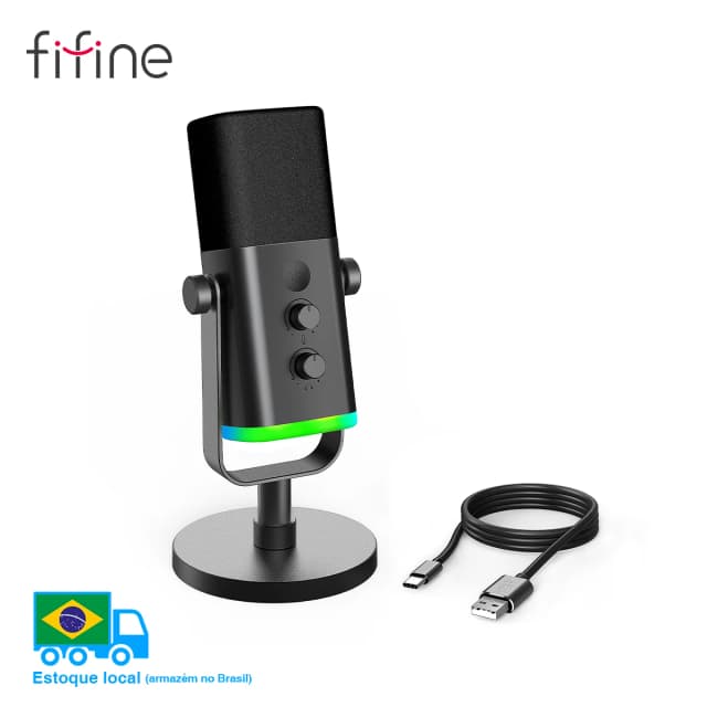 FIFINE USB/XLR Динамический микрофон с управлением RGB/разъемом для наушников/отключением звука, микрофон для игровой записи ПК Потоковое усилениеGame-AM8