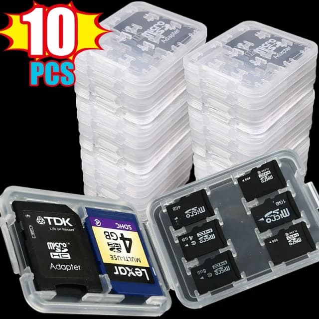 8в1 многоразовый пластиковый чехол для хранения карт памяти Micro SDHC TF, защитный держатель, прозрачный мини-органайзер для карт памяти, коробка
