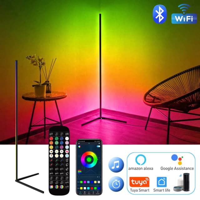 Угловой торшер RGB с регулируемой яркостью для гостиной, 140 см, подставка Smart APP, светодиодный светильник для спальни, скандинавский домашний декор, внутреннее освещение