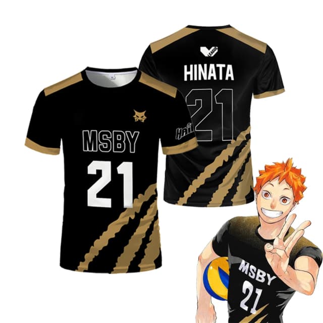 Летняя футболка из джерси для волейбола Hinata Shoyo Black Jackal Haikyuu MSBY, трикотажные изделия в стиле аниме, футболка с принтом, уличные спортивные детские топы большого размера