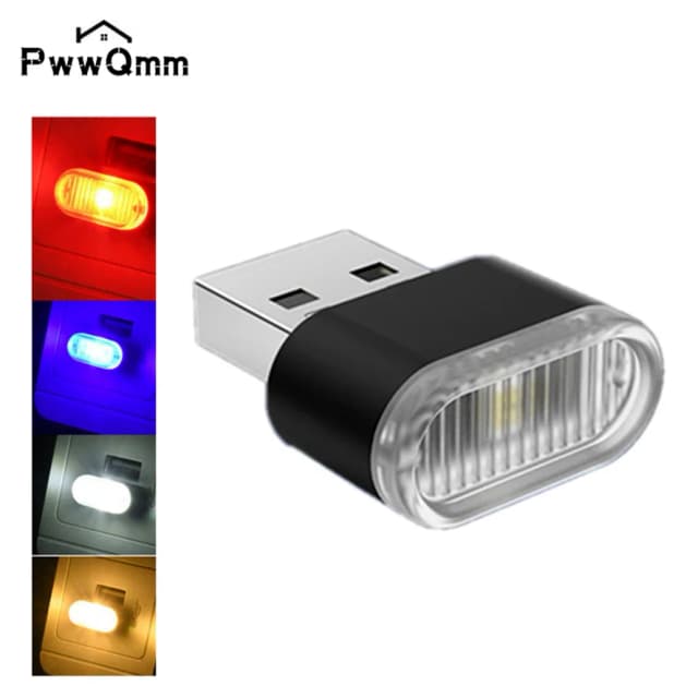 PwwQmm USB светодиодный автомобильный светильник, автомобильный интерьерный атмосферный светильник, декоративная лампа, аварийное освещение, ПК, авто красочный свет, автомобильный аксессуар