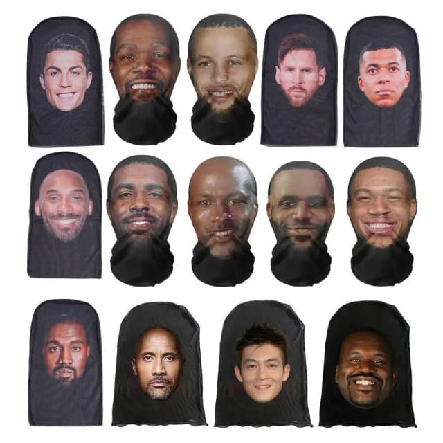Бесшовная маска для лица Kanye с 3D принтом, маска для лица знаменитостей, забавная маска для головы, шарф для верховой езды, головной убор для косплея, капюшон в стиле хип-хоп