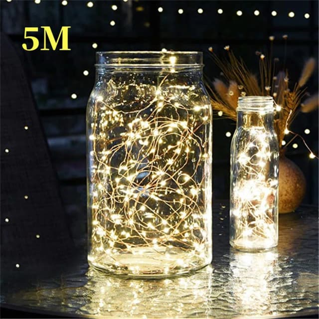 5 м медная проволока гирлянды на батарейках Рождественская гирлянда гирлянда гирлянда уличный сад дома спальня вечерние украшения