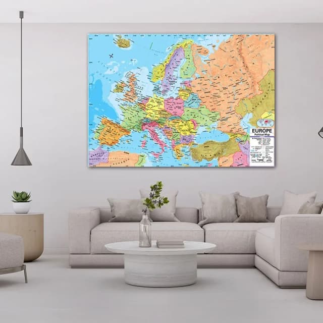 150x100 см/A1/A2 карта Европы на английском языке с деталями, настенный художественный постер, живопись, школьные принадлежности для путешествий, украшение для дома в классе