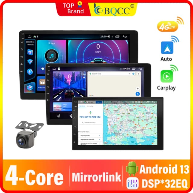 BQCC 4-ядерный 2 Din автомобильный радиоприемник Android 13 GPS автомобильный аудио 7 "/9"/10" WIFI BT IPS автомобильный мультимедийный плеер