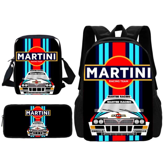 Детский школьный рюкзак в полоску Racing Martini с сумкой на плечо, сумки-карандаши, школьные сумки для мальчиков и девочек, лучший подарок
