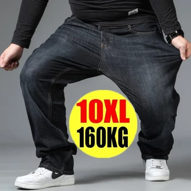 10XL Мужские черные джинсы Oversize Свободные брюки с высокой талией Большой размер Муж Плюс Размер Свободные джинсовые брюки Синие мужские джинсовые брюки