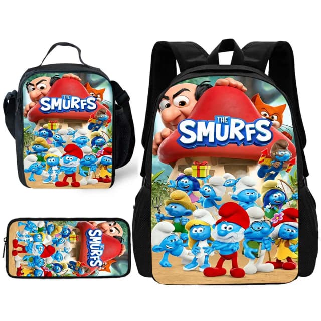 Детский школьный рюкзак, милый мультяшный синий Pixie S-Smurfs с сумками для обеда, сумками-карандашами, школьными сумками для мальчиков и девочек, лучший подарок