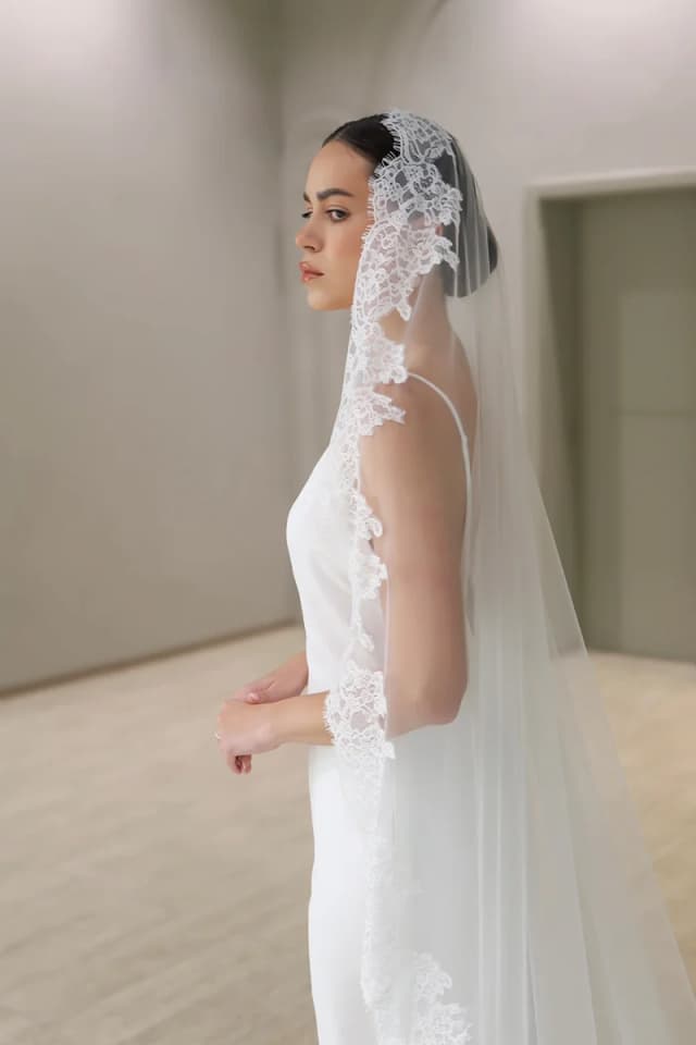 Кружевная фата Mantilla, одноярусная фата с кружевной отделкой, длинная свадебная фата в соборе